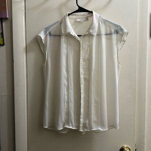 Ann Taylor Loft sheer sleeveless button up top